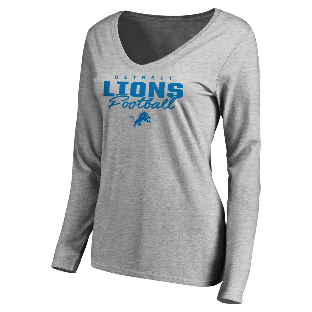 Detroit Lions  Women's Iconic Collection Script Assist Long Sleeve V-Neck T-Shirt