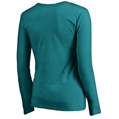 Miami Dolphins  Women's Iconic Collection Script Assist Long Sleeve V-Neck T-Shirt