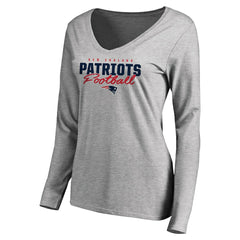 New England Patriots  Women's Iconic Collection Script Assist Long Sleeve V-Neck T-Shirt