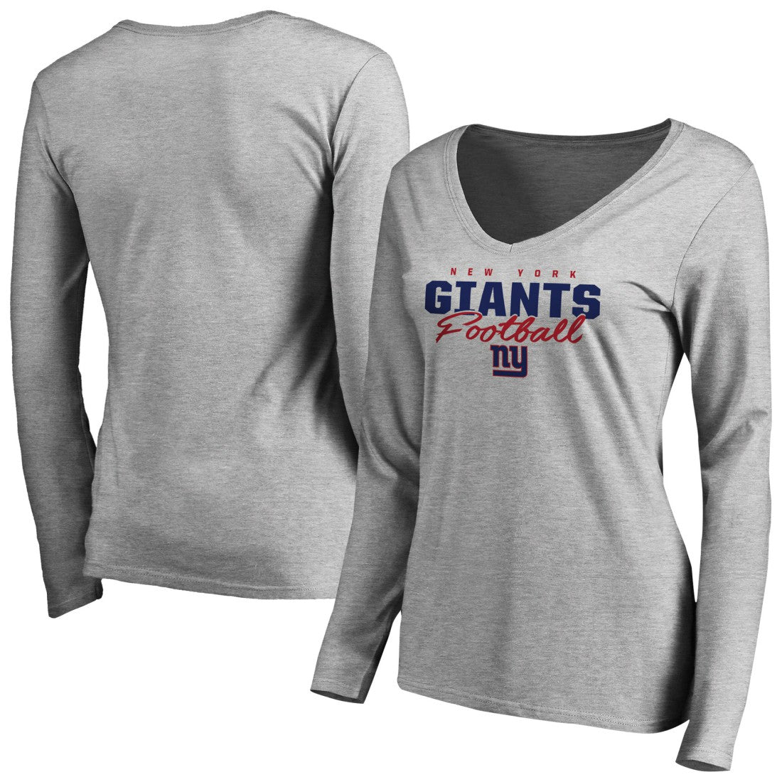 New York Giants  Women's Iconic Collection Script Assist Long Sleeve V-Neck T-Shirt