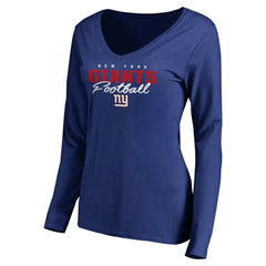 New York Giants  Women's Iconic Collection Script Assist Long Sleeve V-Neck T-Shirt