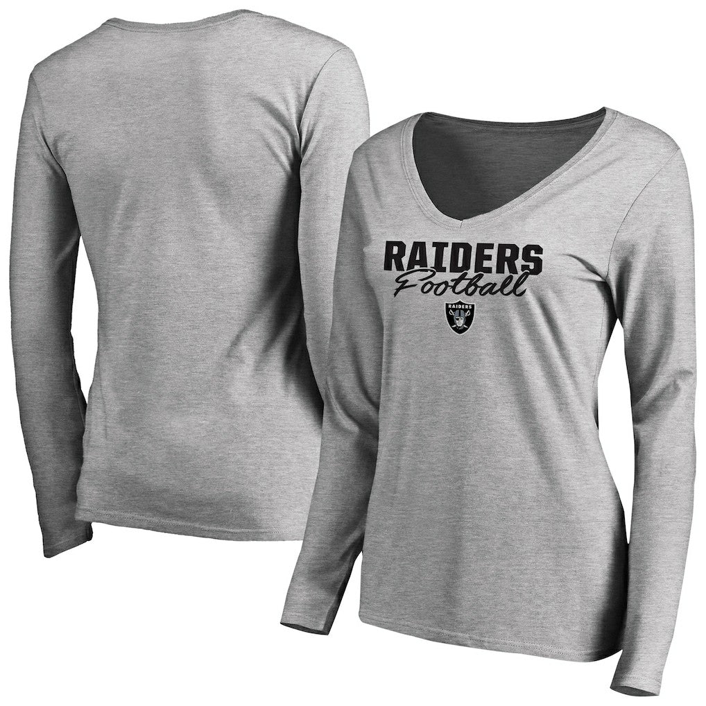 Las Vegas Raiders  Women's Iconic Collection Script Assist Long Sleeve V-Neck T-Shirt