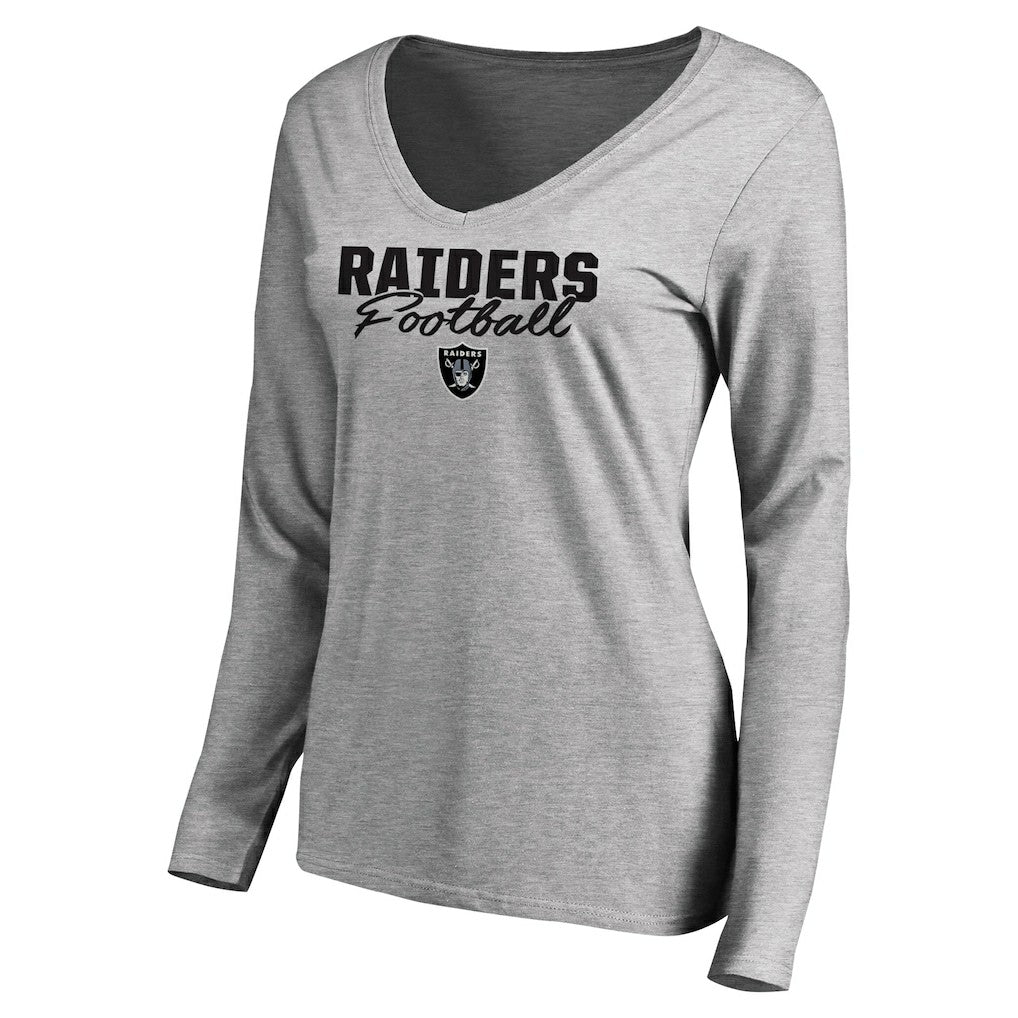 Las Vegas Raiders  Women's Iconic Collection Script Assist Long Sleeve V-Neck T-Shirt