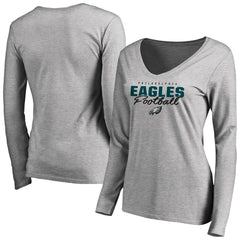 Philadelphia Eagles  Women's Iconic Collection Script Assist Long Sleeve V-Neck T-Shirt