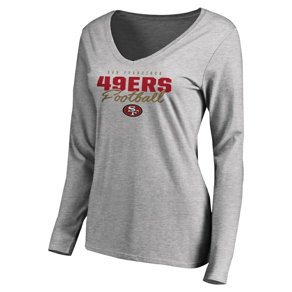 San Francisco 49ers  Women's Iconic Collection Script Assist Long Sleeve V-Neck T-Shirt