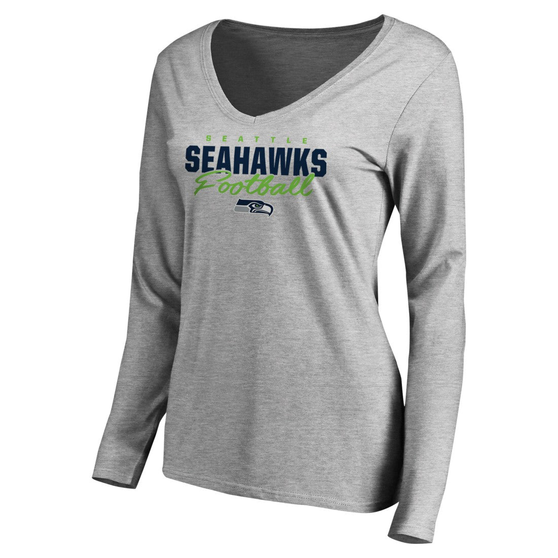 Seattle Seahawks  Women's Iconic Collection Script Assist Long Sleeve V-Neck T-Shirt