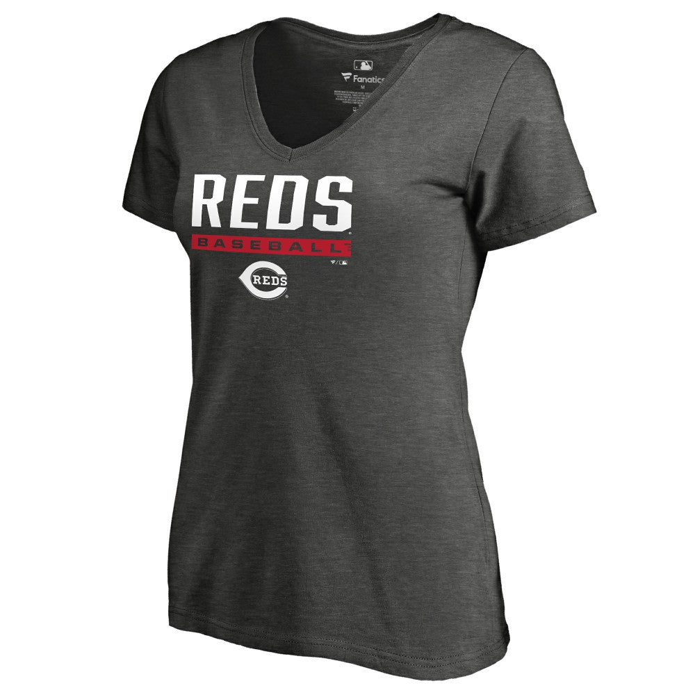 Cincinnati Reds Women's Win Stripe V-Neck T-Shirt | MLB Sale