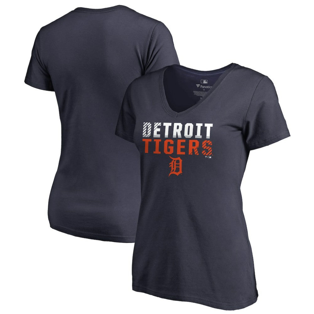 Detroit Tigers Women's Fade Out V-Neck T-Shirt | MLB New