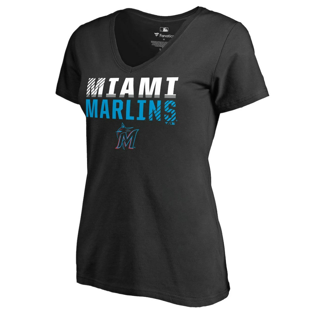 Miami Marlins Women's Fade Out V-Neck T-Shirt | MLB Discount