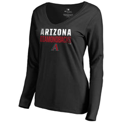 Arizona Diamondbacks Women's Fade Out V-Neck Long Sleeve T-Shirt | MLB US
