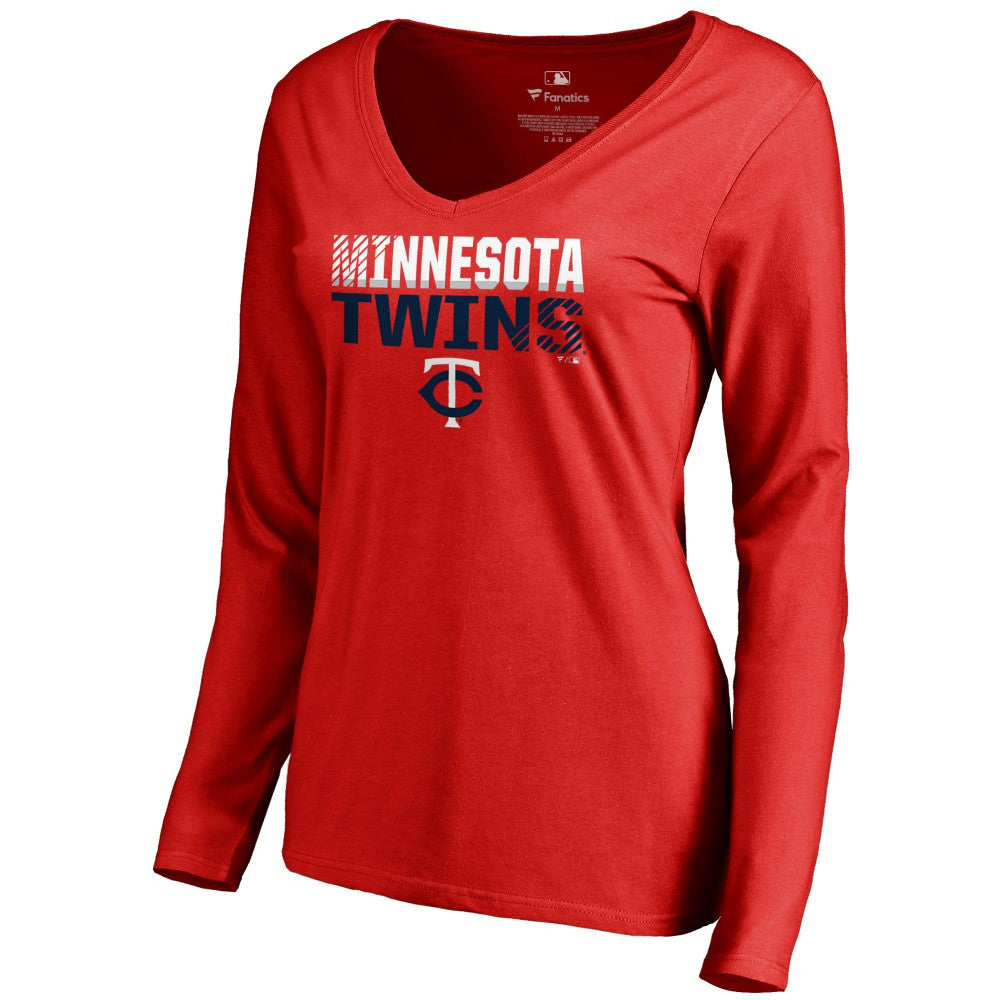 Minnesota Twins Women's Fade Out V-Neck Long Sleeve T-Shirt | MLB US