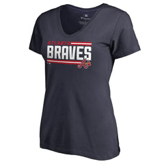 Atlanta Braves Women's Onside Stripe V-Neck T-Shirt | MLB Shop