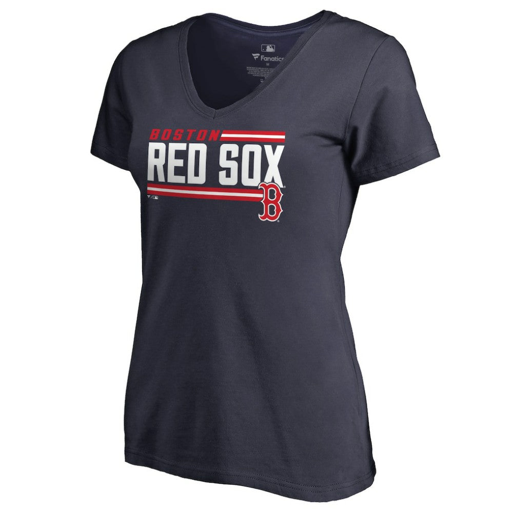 Boston Red Sox Women's Onside Stripe V-Neck T-Shirt | MLB On Sale