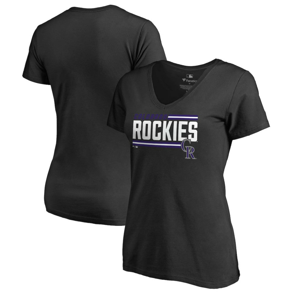 Colorado Rockies Women's Onside Stripe V-Neck T-Shirt | MLB Outlet