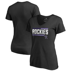 Colorado Rockies Women's Onside Stripe V-Neck T-Shirt | MLB Outlet