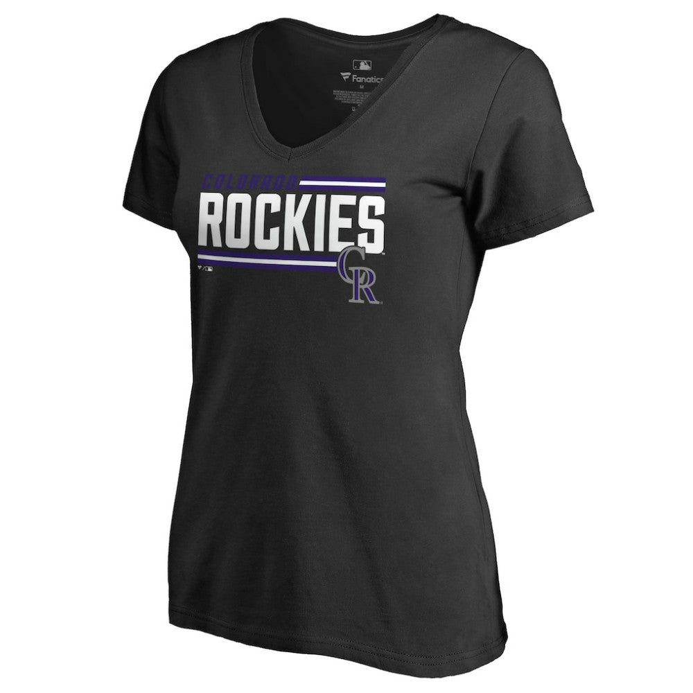 Colorado Rockies Women's Onside Stripe V-Neck T-Shirt | MLB Outlet