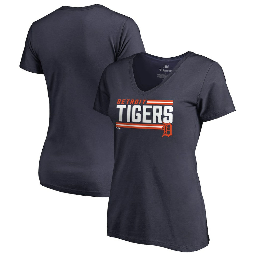 Detroit Tigers Women's Onside Stripe V-Neck T-Shirt | MLB Online