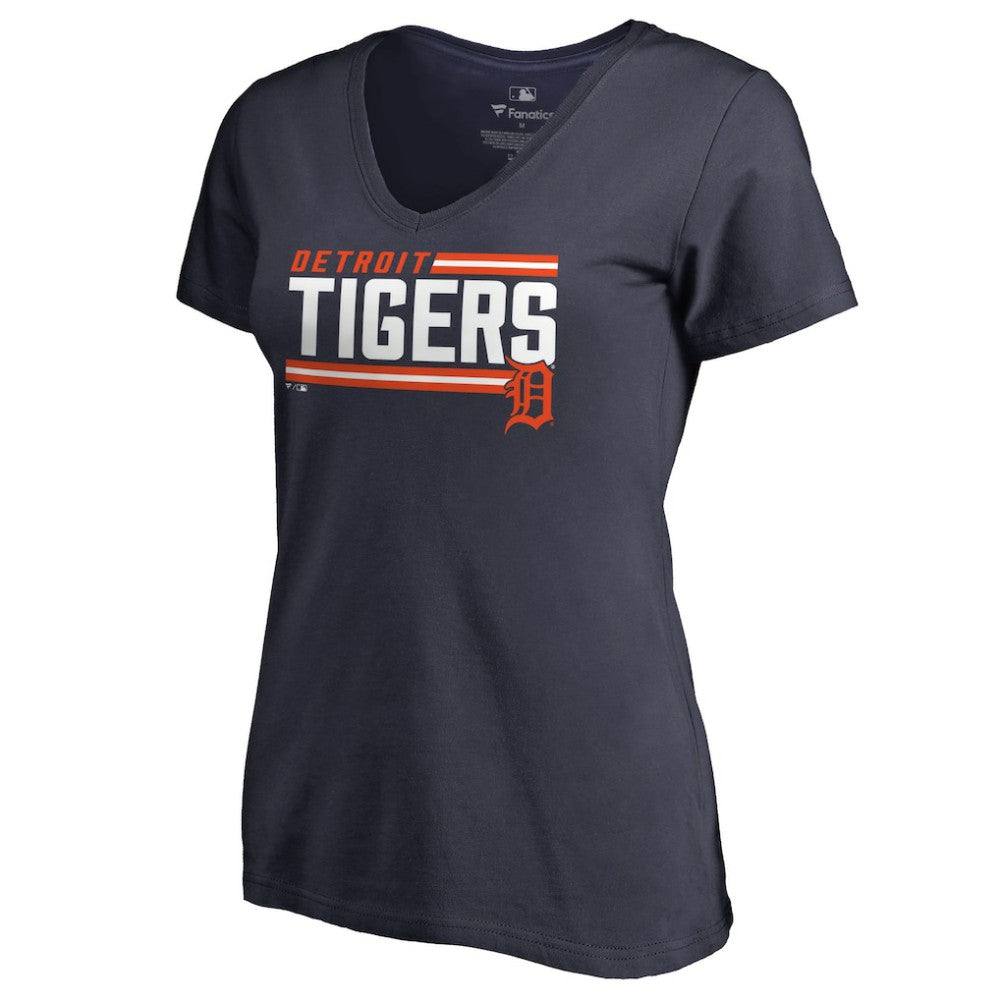 Detroit Tigers Women's Onside Stripe V-Neck T-Shirt | MLB Online