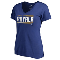 Kansas City Royals Women's Onside Stripe V-Neck T-Shirt | MLB For sale