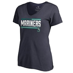 Seattle Mariners Women's Onside Stripe V-Neck T-Shirt | MLB On Sale