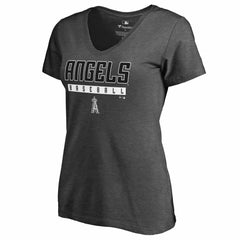 Los Angeles Angels Women's Charcoal Stack V-Neck T-Shirt | MLB Shop