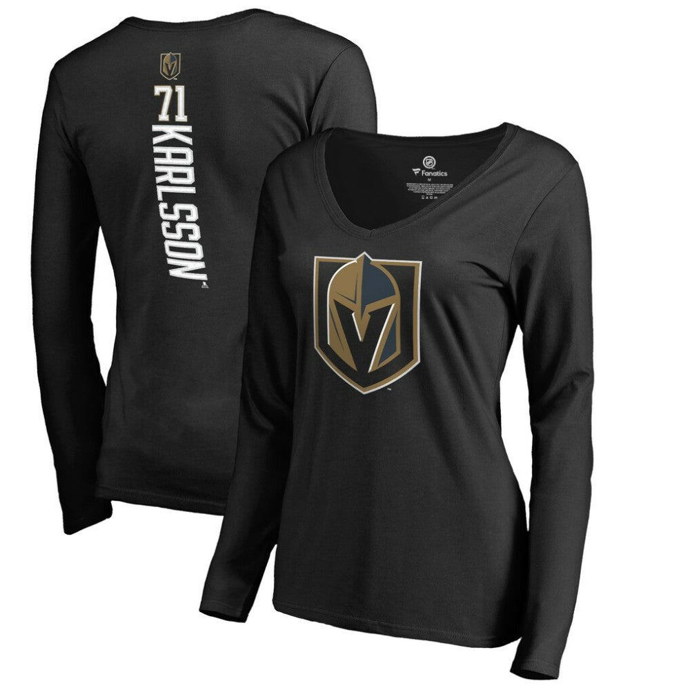 William Karlsson Vegas Golden Knights Women's Backer V-Neck Long Sleeve T-Shirt On Sale