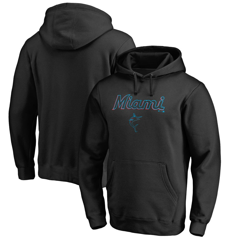 Miami Marlins Team Lockup Fitted Pullover Hoodie | MLB Near me