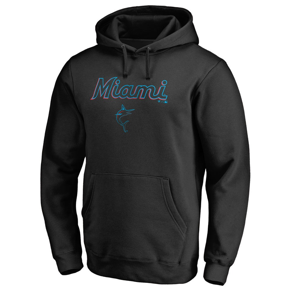 Miami Marlins Team Lockup Fitted Pullover Hoodie | MLB Near me