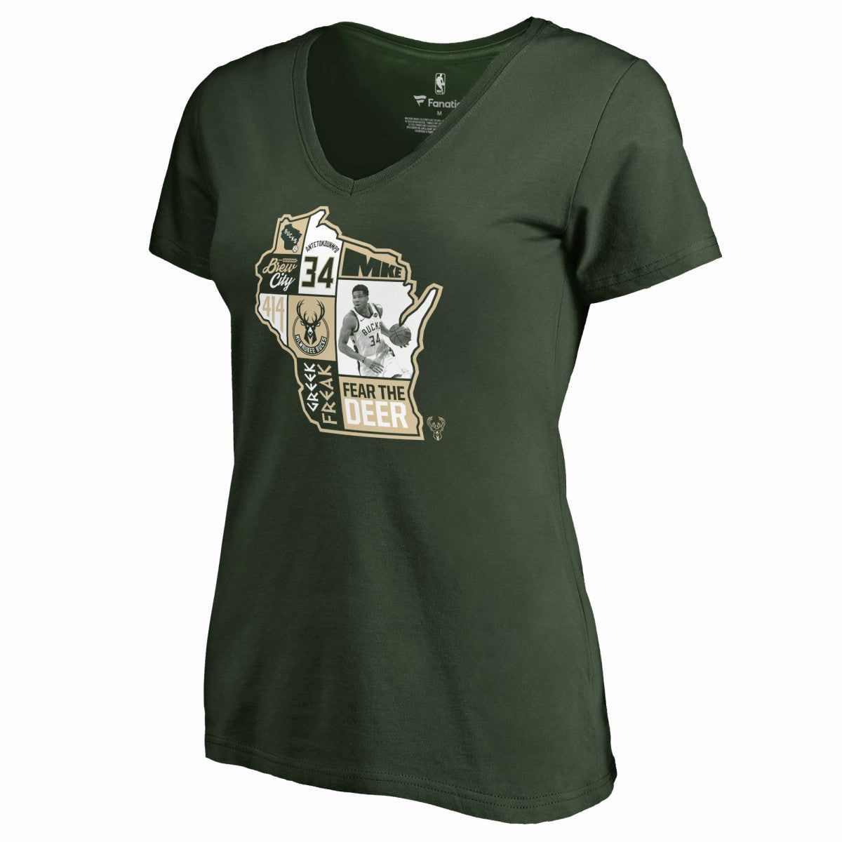 Giannis Antetokounmpo Milwaukee Bucks Women's Player State V-Neck T-Shirt For Sale