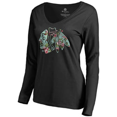 Chicago Blackhawks Women's Lovely Long Sleeve V-Neck T-Shirt For Sale