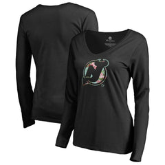 New Jersey Devils Women's Lovely Long Sleeve V-Neck T-Shirt On Sale
