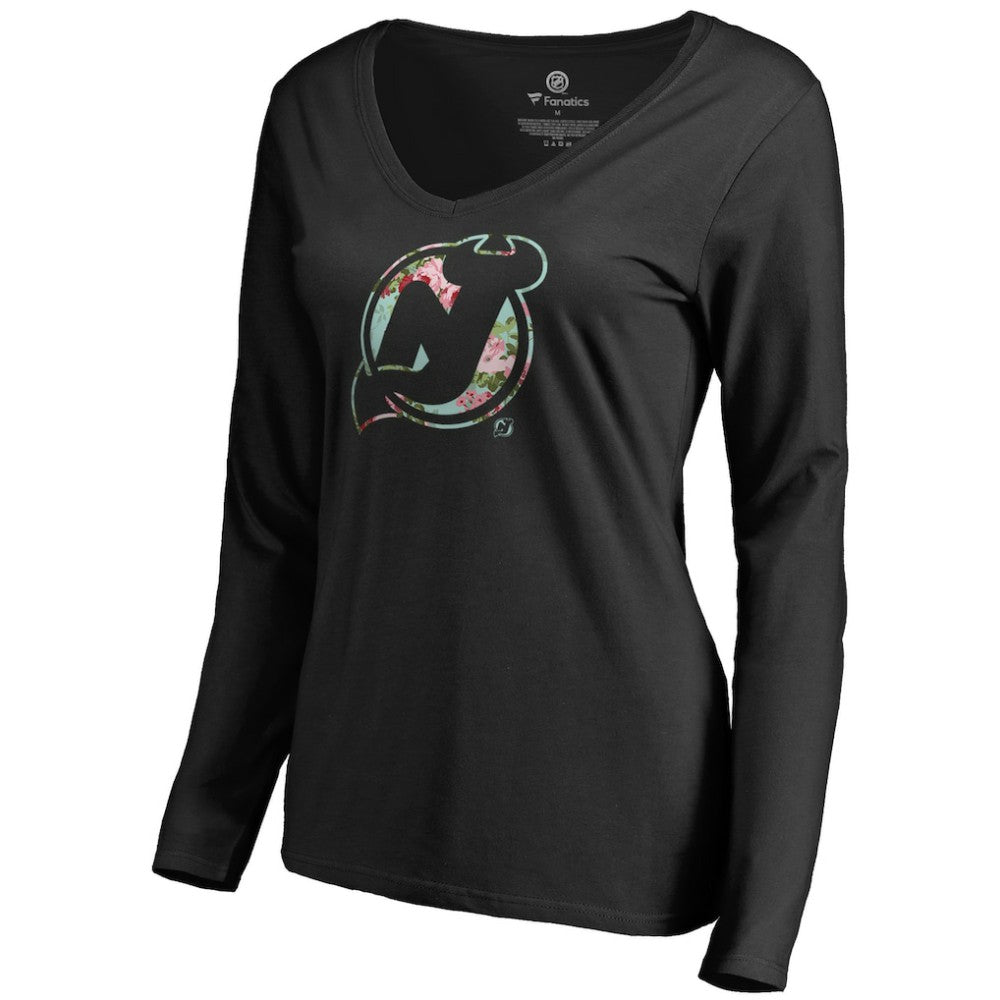 New Jersey Devils Women's Lovely Long Sleeve V-Neck T-Shirt On Sale