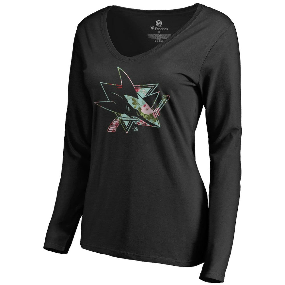 San Jose Sharks Women's Lovely Long Sleeve V-Neck T-Shirt Discount