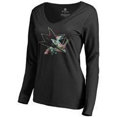 San Jose Sharks Women's Lovely Long Sleeve V-Neck T-Shirt Discount