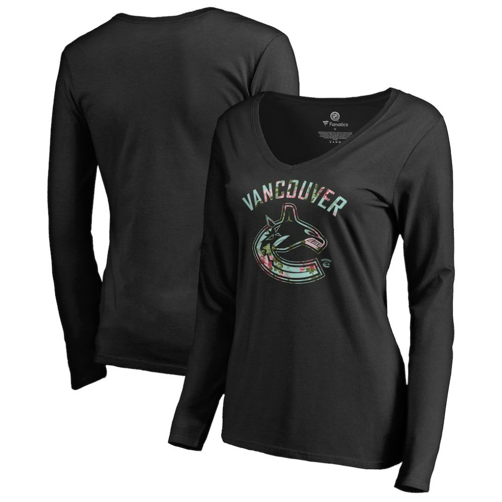 Vancouver Canucks Women's Lovely Long Sleeve V-Neck T-Shirt Discount