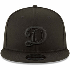 Los Angeles Dodgers New Era Script Logo Black on Black 9FIFTY Snapback Adjustable Hat | MLB Discount