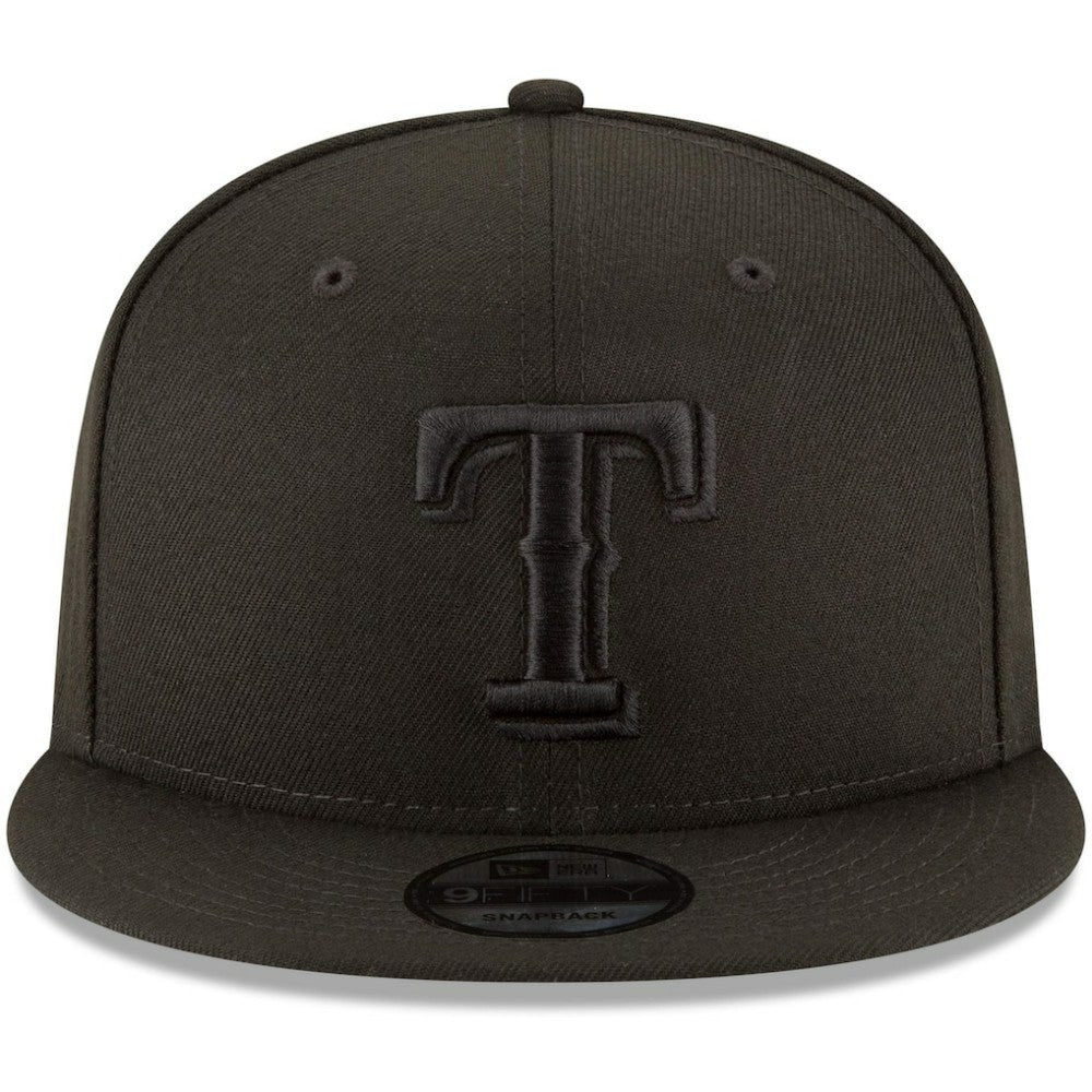 Texas Rangers New Era Black on Black 9FIFTY Team Snapback Adjustable Hat | MLB On Sale
