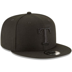 Texas Rangers New Era Black on Black 9FIFTY Team Snapback Adjustable Hat | MLB On Sale