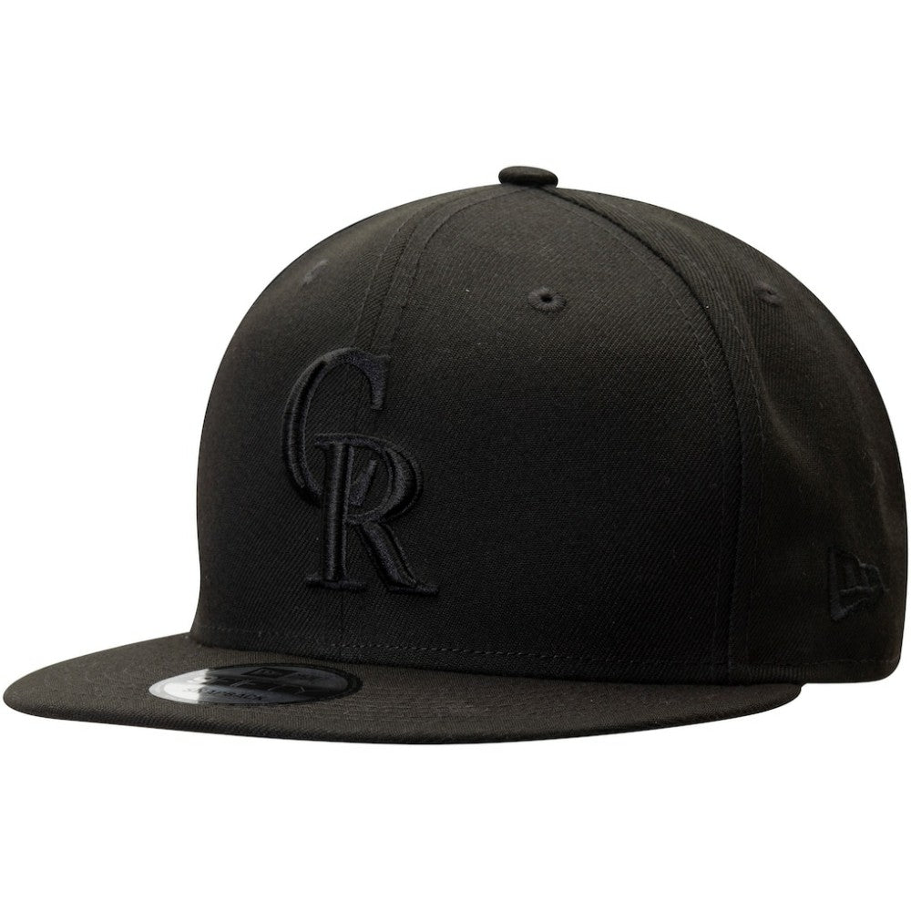 Colorado Rockies New Era Black on Black 9FIFTY Team Snapback Adjustable Hat | MLB Discount