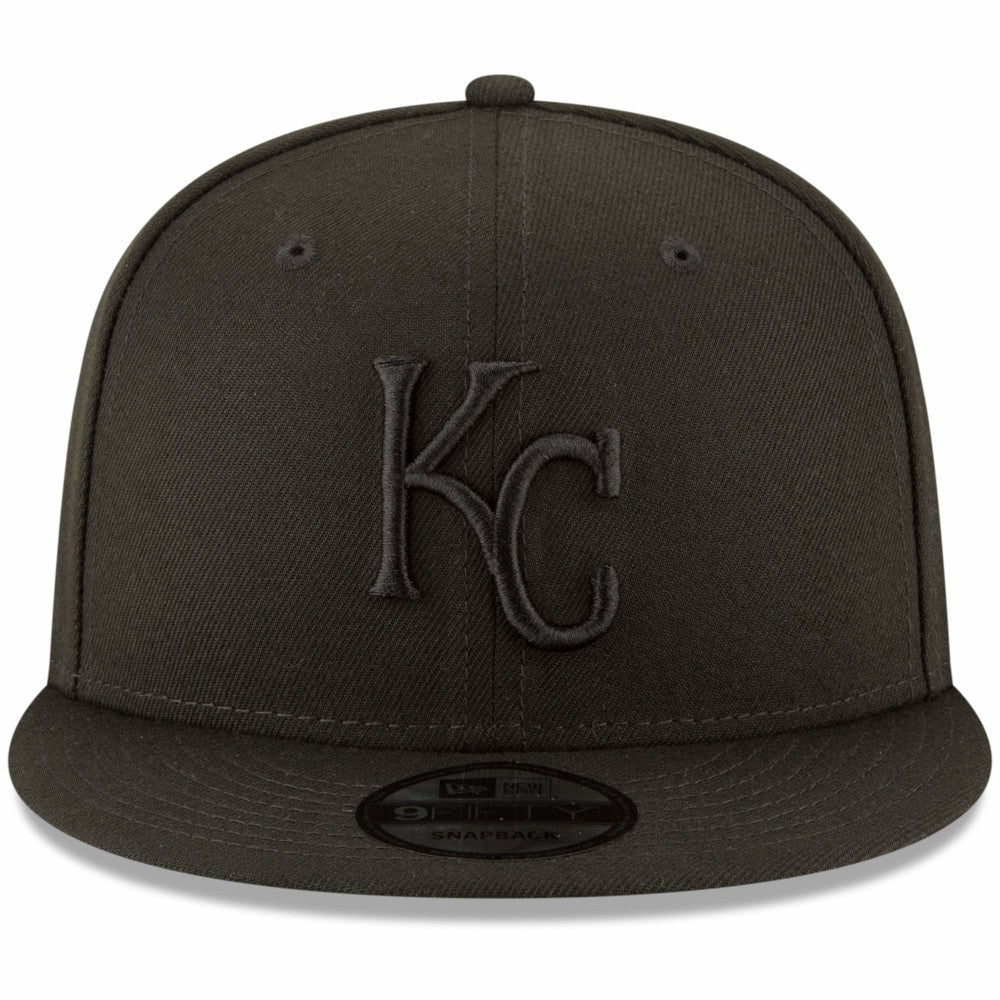 Kansas City Royals New Era Black on Black 9FIFTY Team Snapback Adjustable Hat | MLB On Sale