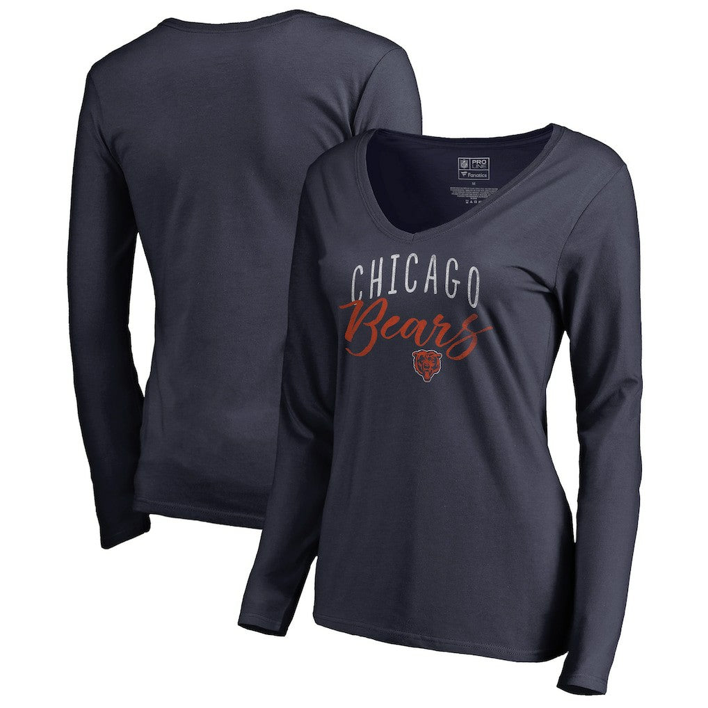 Chicago Bears  Women's Graceful Long Sleeve V-Neck T-Shirt