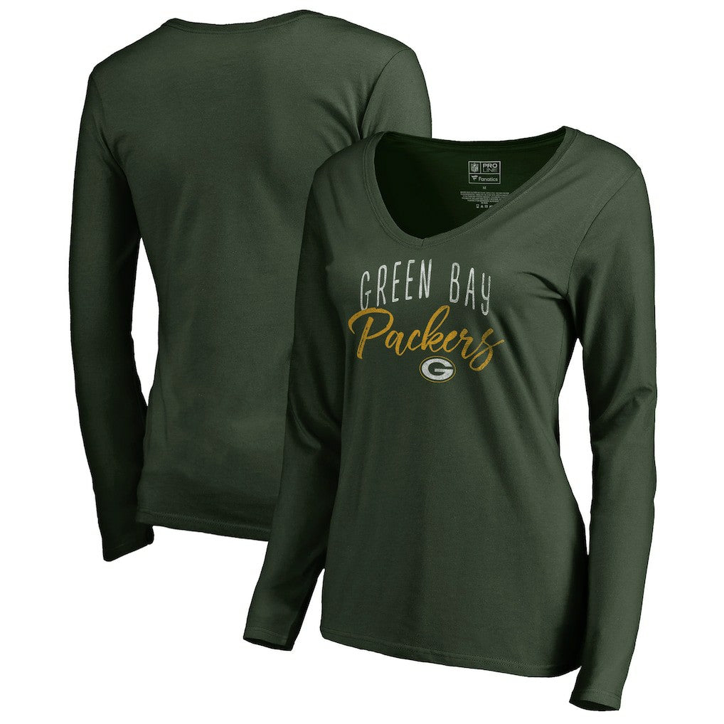 Green Bay Packers  Women's Graceful Long Sleeve V-Neck T-Shirt