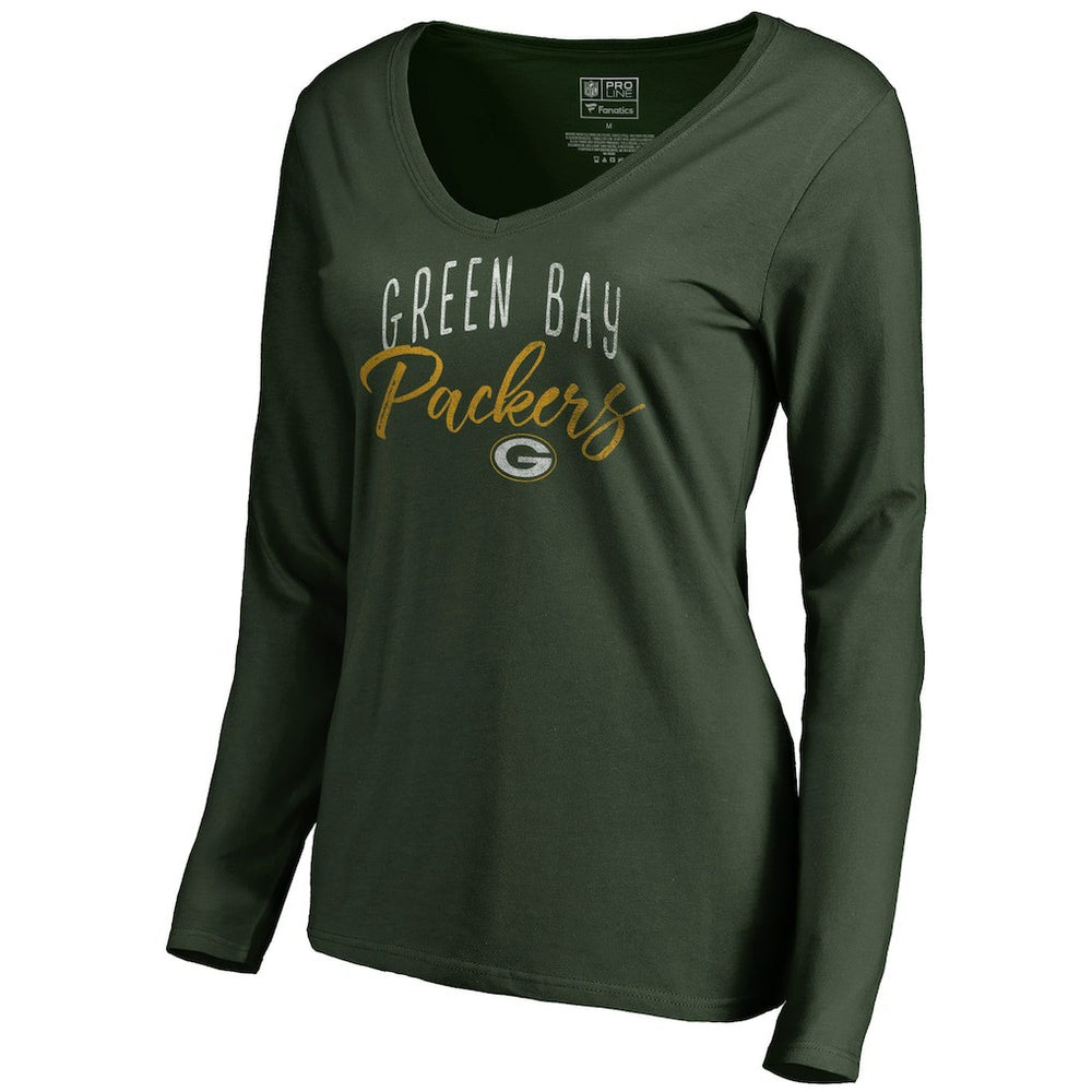 Green Bay Packers  Women's Graceful Long Sleeve V-Neck T-Shirt