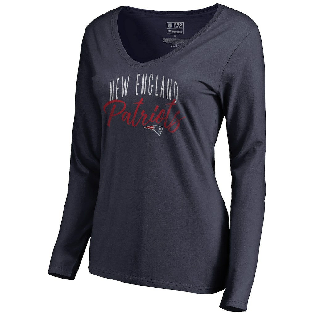 New England Patriots  Women's Graceful Long Sleeve V-Neck T-Shirt