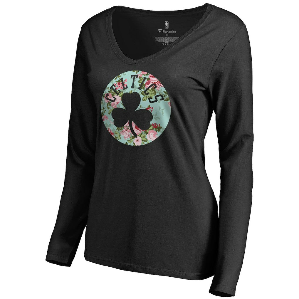 Boston Celtics Women's Lovely V-Neck Long Sleeve T-Shirt Discount