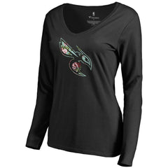 Charlotte Hornets Women's Lovely V-Neck Long Sleeve T-Shirt New