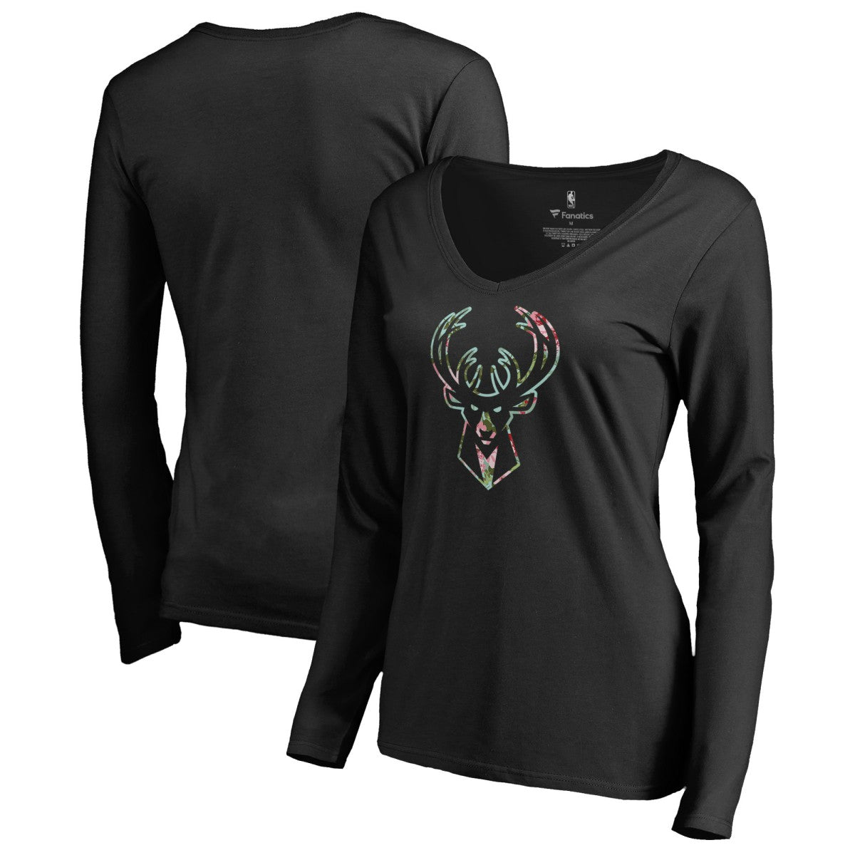 Milwaukee Bucks Women's Lovely V-Neck Long Sleeve T-Shirt On Sale