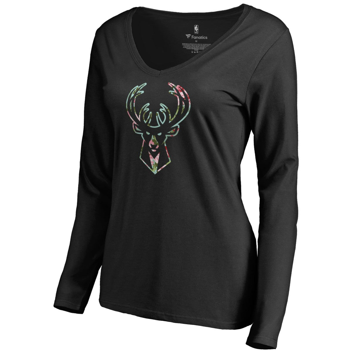 Milwaukee Bucks Women's Lovely V-Neck Long Sleeve T-Shirt On Sale