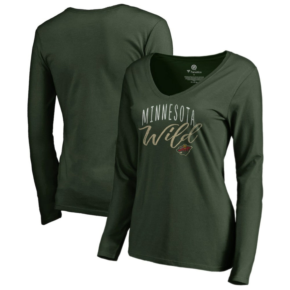 Minnesota Wild Women's Graceful Long Sleeve V-Neck T-Shirt On Sale