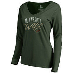 Minnesota Wild Women's Graceful Long Sleeve V-Neck T-Shirt On Sale